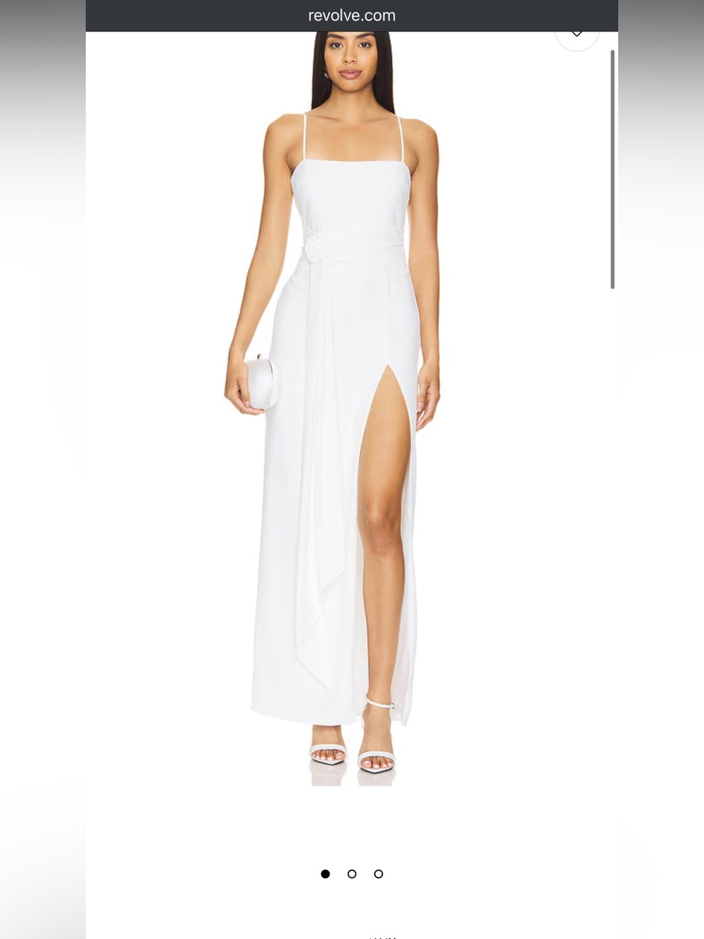 Amanda Uprichard Isabel White Rosette Waist Evening Dress